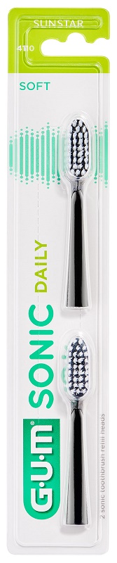 GUM SONIC DAILY SPAZZOLINO BATTERIA REFILL BLACK 2 PEZZI - Farmapanda Srl