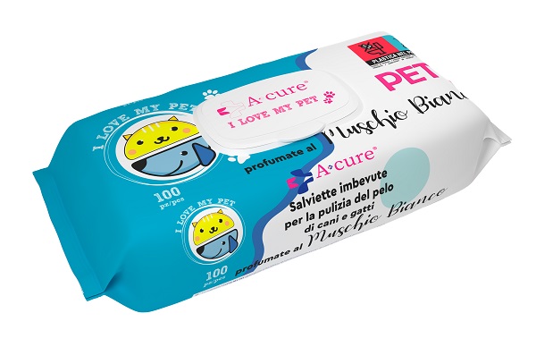 A+CURE I LOVE MY PET SALVIETTE POP-UP MUSCHIO BIANCO 100 PEZZI RICARICA - Farmapanda Srl