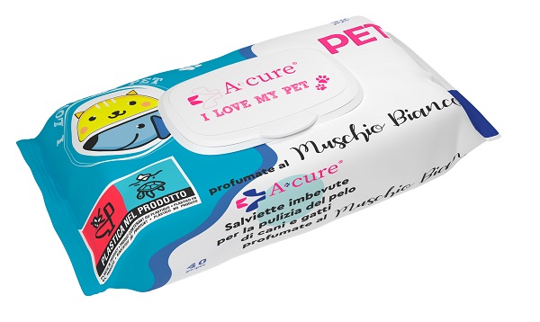 A+CURE I LOVE MY PET SALVIETTE POP-UP MUSCHIO BIANCO 40 PEZZI RICARICA - Farmapanda Srl