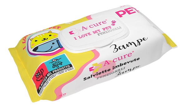 A+CURE I LOVE MY PET FUNZIONALE SALVIETTE POP-UP ZAMPE 40 PEZZI RICARICA - Farmapanda Srl