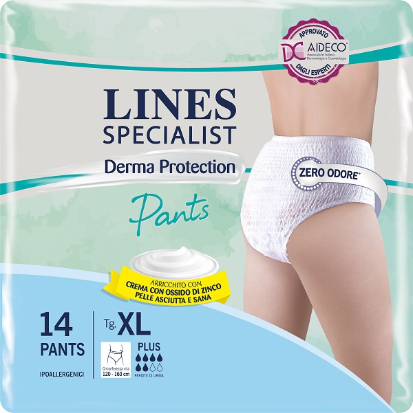 PANNOLONE PER INCONTINENZA LINES SPECIALIST DERMA PANTS PLUS XL 14 PEZZI - Farmapanda Srl