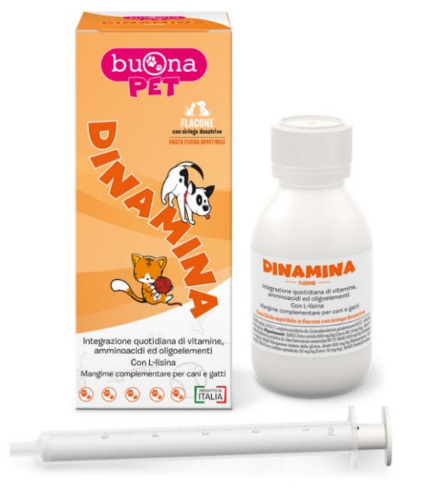 DINAMINA CANI GATTI FLACONE CON SIRINGA DOSATRICE IN PASTA 60 G BUONAPET - Farmapanda Srl