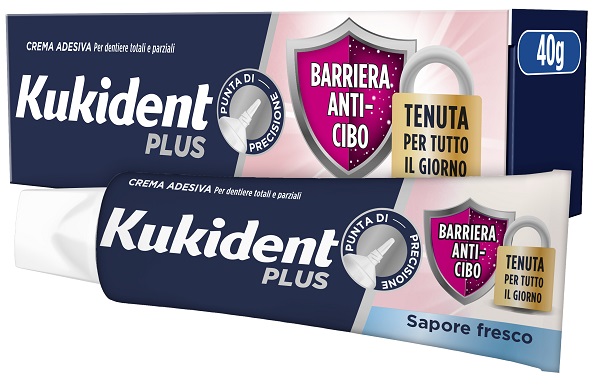 KUKIDENT PLUS BARRIERA ANTI-CIBO FRESCO CREMA ADESIVA DENTIERE 40 G - Farmapanda Srl