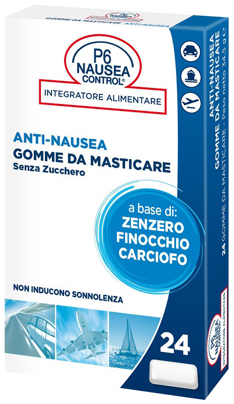 P6 NAUSEA CONTROL 24 GOMME DA MASTICARE SENZA ZUCCHERO - Farmapanda Srl