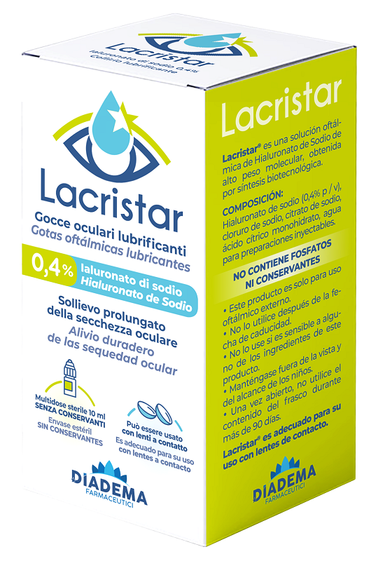 LACRISTAR GOCCE OCULARI LUBRIFICANTI 0,4% IALURONATO DI SODIO MULTIDOSE 10 ML - Farmapanda Srl
