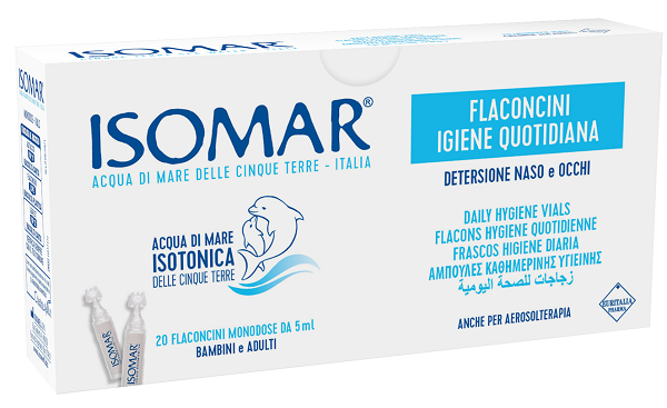 ISOMAR SOLUZIONE ISOTONICA ACQUA MARE IGIENE QUOTIDIANA 20 FLACONCINI MONODOSE 5 ML - Farmapanda Srl