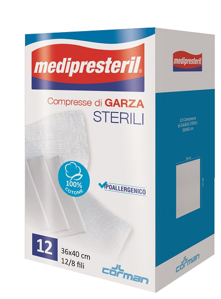 GARZA COMPRESSA MEDIPRESTERIL 12/8 FU 36X40CM 12 PEZZI - Farmapanda Srl
