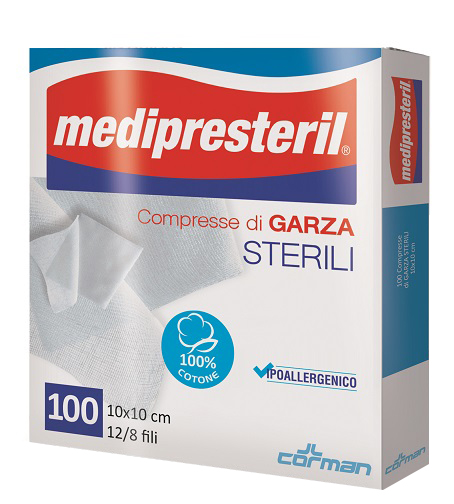 GARZA COMPRESSA MEDIPRESTERIL 12/8 FU 10X10CM 100 PEZZI - Farmapanda Srl