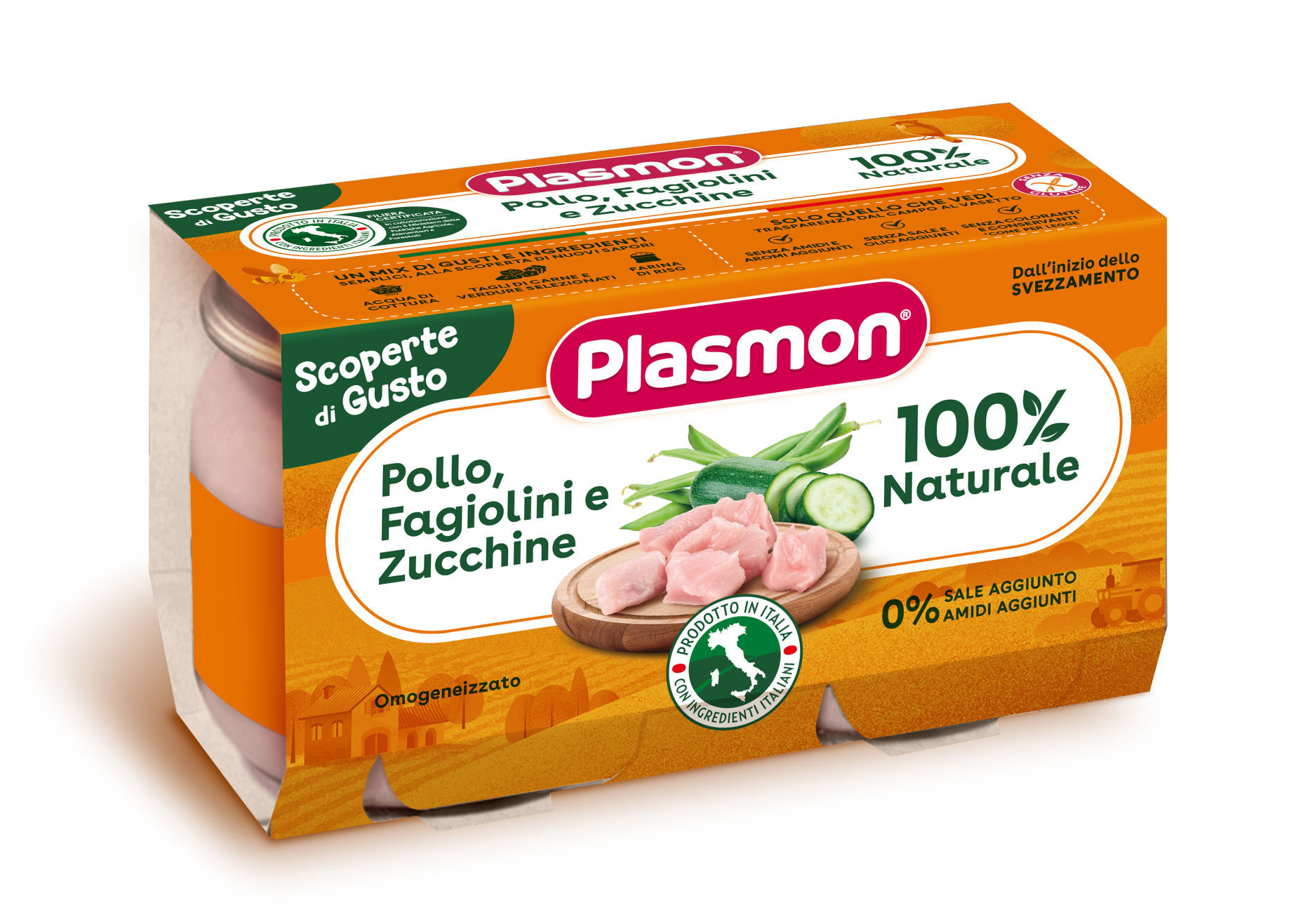 PLASMON OMOGENEIZZATI POLLO FAGIOLINI ZUCCHINE 2 PEZZI DA 120 G - Farmapanda Srl