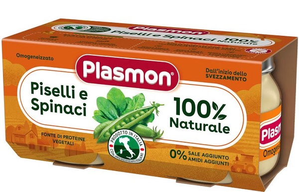 PLASMON OMOGENEIZZATO PISELLI SPINACI 2 PEZZI DA 80 G - Farmapanda Srl