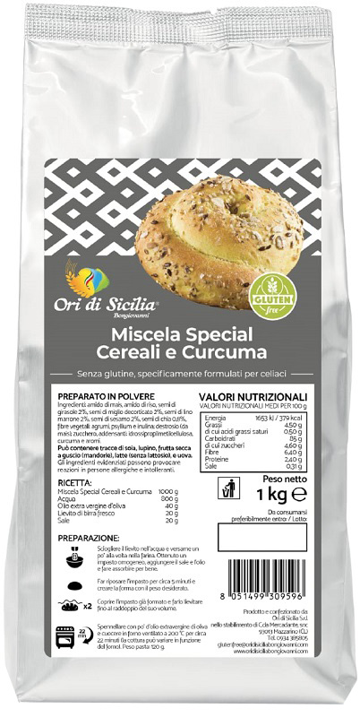 ORI DI SICILIA MIX CEREALI E CURCUMA 1 KG - Farmapanda Srl
