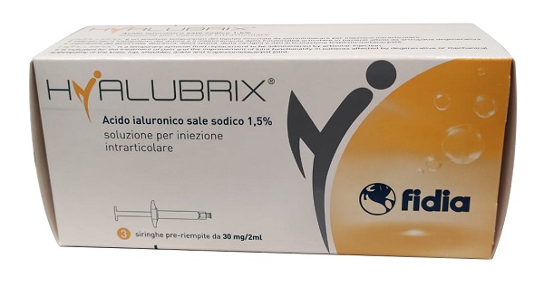 SIRINGA INTRA-ARTICOLARE HYALUBRIX ACIDO IALURONICO 1,5% 30 MG 2 ML 3 PEZZI NO ETO - Farmapanda Srl