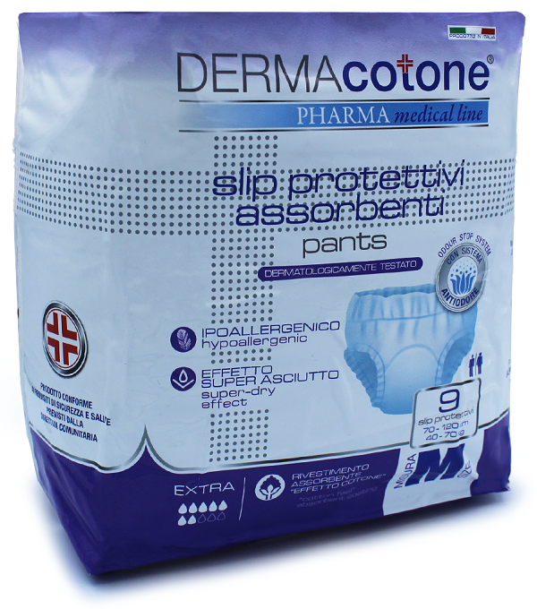 SLIP PROTETTIVO ASSORBENTE PANTS DERMACOTONE M 9 PEZZI - Farmapanda Srl