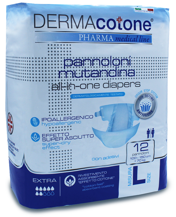PANNOLONE MUTANDINA PER INCONTINENZA DERMACOTONE L 12 PEZZI - Farmapanda Srl