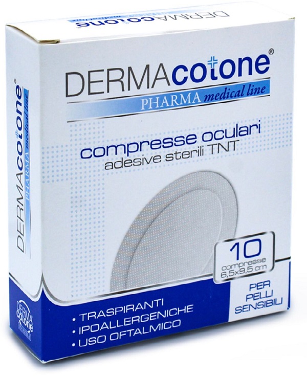 COMPRESSA OCULARE ADESIVA TNT DERMACOTONE 6,5X9,5CM 10 PEZZI - Farmapanda Srl