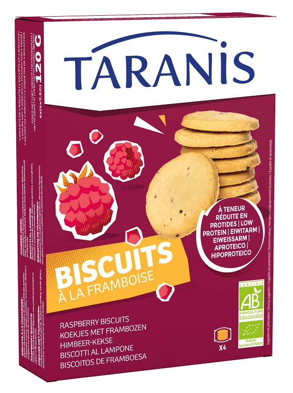 TARANIS BISCOTTI FROLLINI AL LAMPONE 120 G - Farmapanda Srl