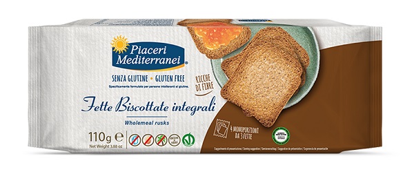 PIACERI MEDITERRANEI FETTE BISCOTTATE INTEGRALI 110 G - Farmapanda Srl