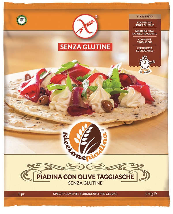 RICCIONE PIADINA CON OLIVE TAGGIASCHE 250 G - Farmapanda Srl