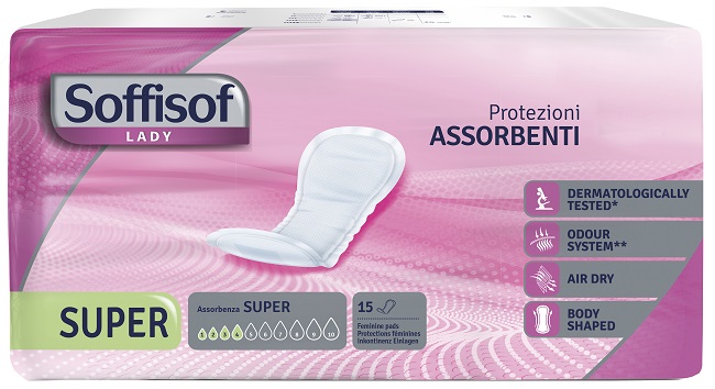 PANNOLONE PER INCONTINENZA SOFFISOF LADY AIR DRY SUPER 15 PEZZI - Farmapanda Srl