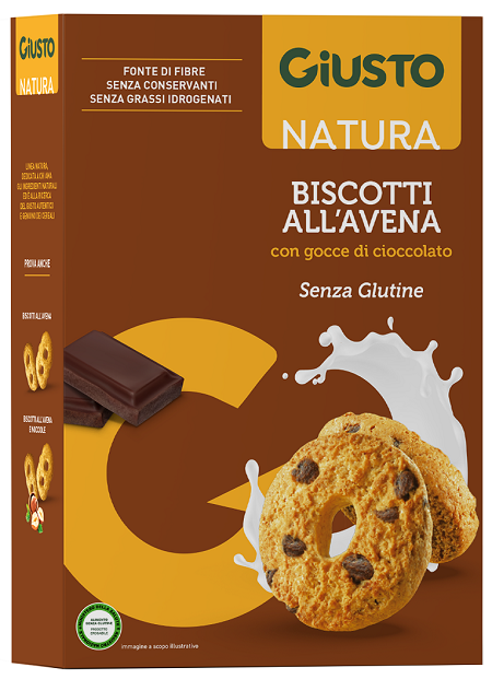 GIUSTO SENZA GLUTINE BISCOTTI AVENA GOCCE CIOCCOLATO 250 G - Farmapanda Srl