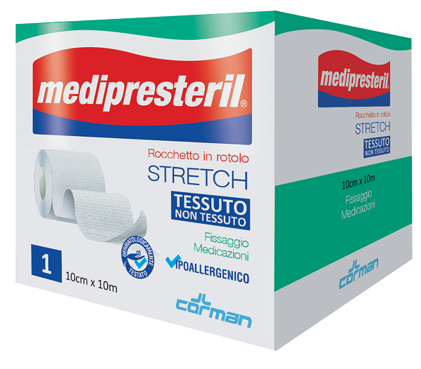 MEDIPRESTERIL ROCCHETTO ROTOLO STRETCH TESSUTO NON TESSUTO 10 CM X 1000 CM - Farmapanda Srl