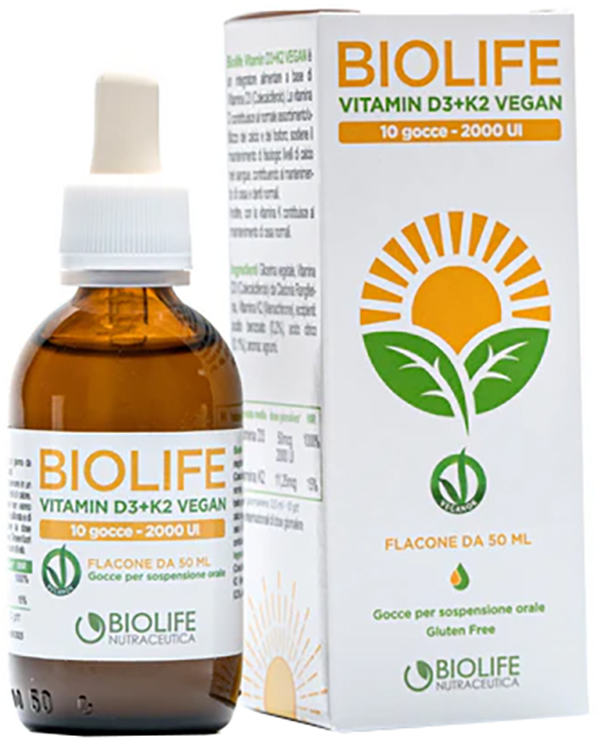 BIOLIFE VITAMIN D3+K2 VEGAN GOCCE 50 ML - Farmapanda Srl