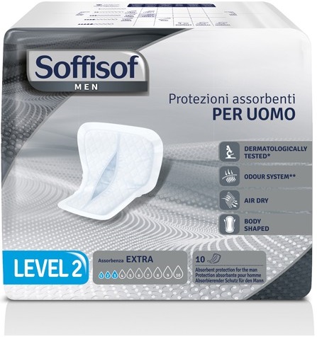 PANNOLONE PER INCONTINENZA SAGOMATO SOFFISOF MEN LEVEL 2 10 PEZZI - Farmapanda Srl