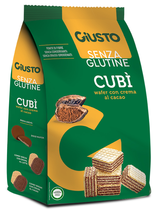 GIUSTO SENZA GLUTINE CUBI' WAFER CACAO 250 G - Farmapanda Srl