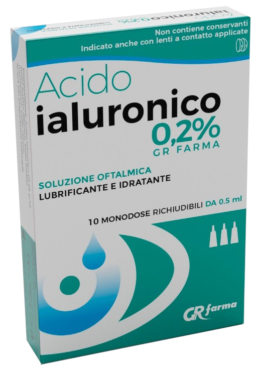 SOLUZIONE OFTALMICA LUBRIFICANTE E IDRATANTE ACIDO IALURONICO 0,2% 10 MONODOSE RICHIUDIBILI DA 0,5 ML - Farmapanda Srl