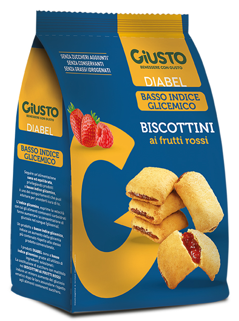 GIUSTO DIABEL BISCOTTINI FRUTTI ROSSI 250 G - Farmapanda Srl