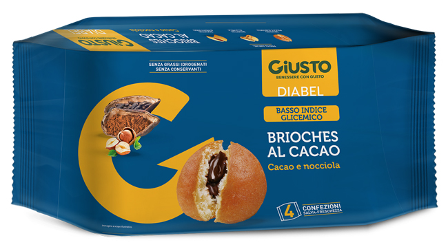 GIUSTO DIABEL BRIOCHE CACAO 4 PEZZI DA 45 G - Farmapanda Srl