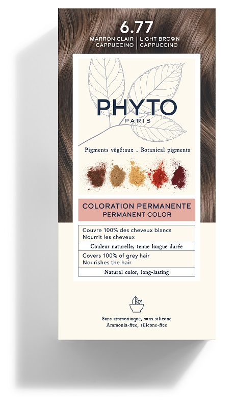 COLOR KIT 6,77 MARRONE CHIARO CAPPUCCINO LATTE RIVELATORE 50 ML + CREMA COLORANTE 50 ML + MASCHERA PROTETTIVA COLORE 12 ML + GUANTI - Farmapanda Srl