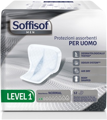PANNOLONE PER INCONTINENZA SAGOMATO SOFFISOF MEN LEVEL 1 12 PEZZI - Farmapanda Srl