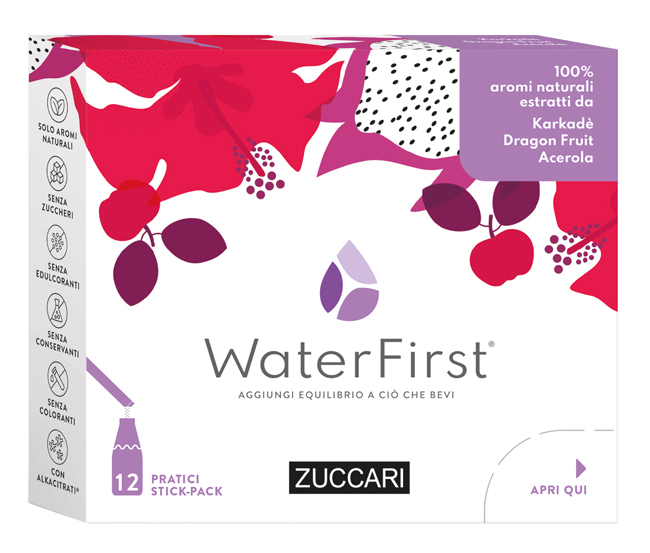 WATER FIRST KARKADE'-DRAGON FRUIT-ACEROLA 12 STICK PACK - Farmapanda Srl