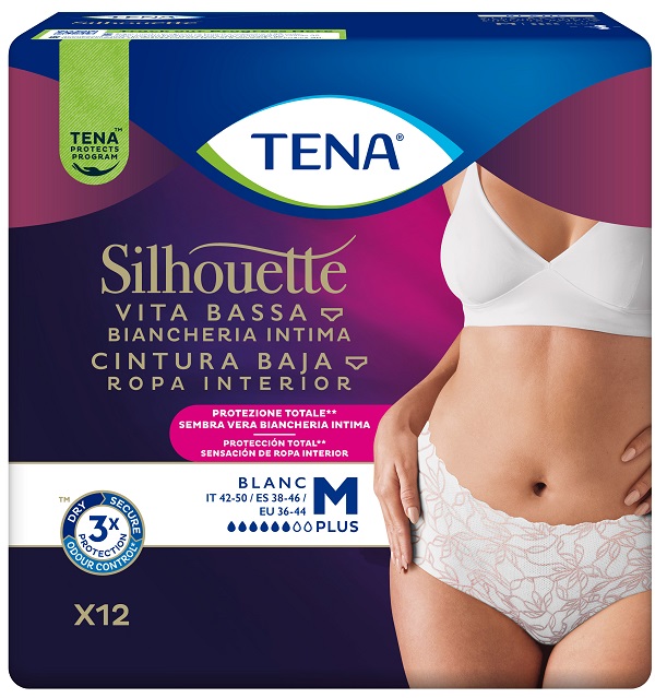 PANNOLONE A MUTANDINA ASSORBENTE TENA SILHOUETTE PLUS WHITE MEDIUM 12 PEZZI - Farmapanda Srl