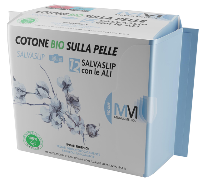 MUNUS MEDICAL PROTEGGI SLIP CON ALI COTONE BIO SULLA PELLE 12 PEZZI - Farmapanda Srl