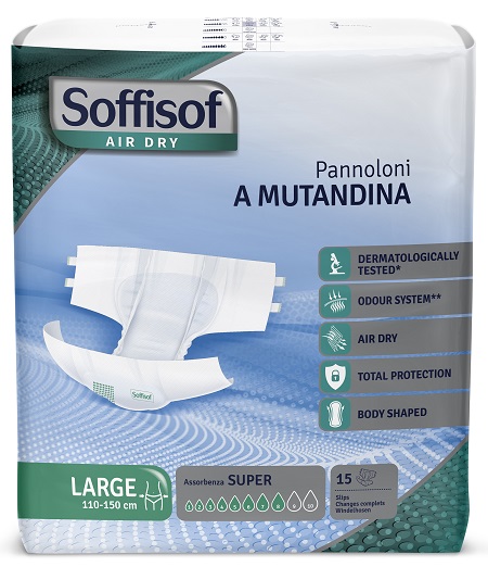 PANNOLINO MUTANDINA AIR DRY SOFFISOF SUPER L 15 PEZZI - Farmapanda Srl