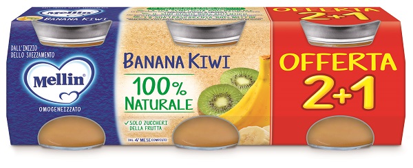 MELLIN OMOGENEIZZATO BANANA KIWI 3 PEZZI DA 100 G - Farmapanda Srl