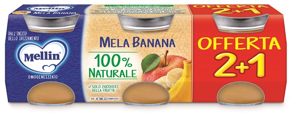 MELLIN OMOGENEIZZATO MELA BANANA 3 PEZZI DA 100 G - Farmapanda Srl