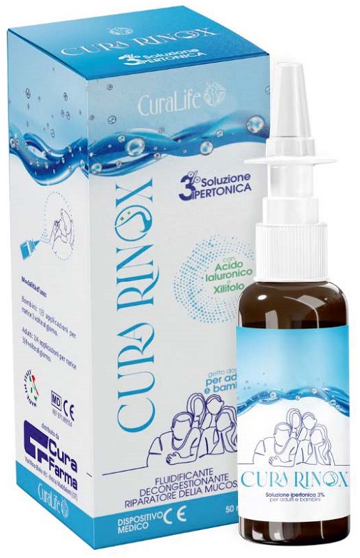 SOLUZIONE IPERTONICA CURA RINOX SPRAY NASALE 3% 50 ML - Farmapanda Srl