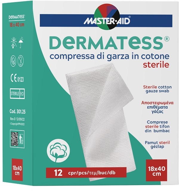 GARZA IDROFILA DERMATESS COTONE 18X40 12 PEZZI - Farmapanda Srl