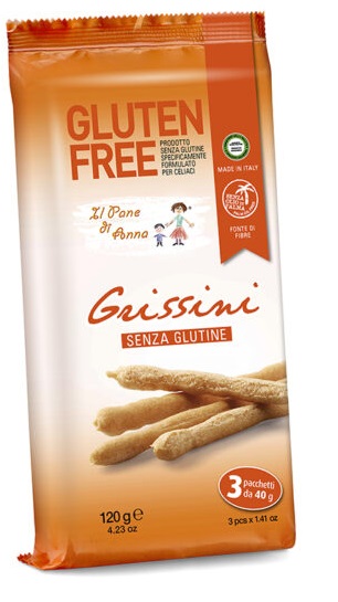 PANE ANNA GRISSINI SENZA GLUTINE E SENZA LATTE 3 PEZZI 40 G - Farmapanda Srl