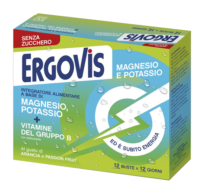 ERGOVIS MG+K VITAMINE B SENZA ZUCCHERO 12 BUSTINE - Farmapanda Srl