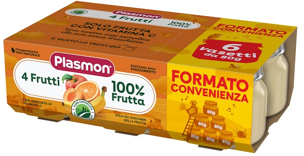 PLASMON OMOGENEIZZATO 4 FRUTTI 6X80 G - Farmapanda Srl