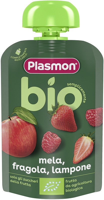 PLASMON MELA FRAGOLA LAMPONE BIO POUCHES 100 G - Farmapanda Srl