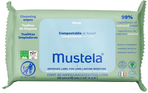 MUSTELA SALVIETTE COMPOSTABILI PROFUMATE 60 PEZZI - Farmapanda Srl