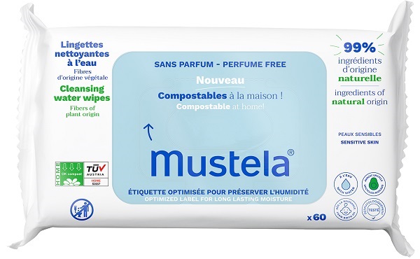 MUSTELA SALVIETTE ACQUA COMPOSTABILI SENZA PROFUMO 60 PEZZI - Farmapanda Srl