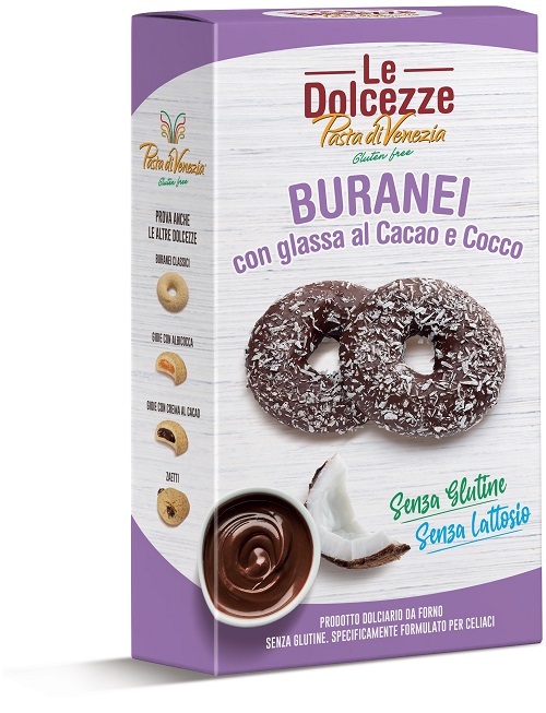 PASTA DI VENEZIA BURANEI CON GLASSA AL CACAO E COCCO 180 G - Farmapanda Srl
