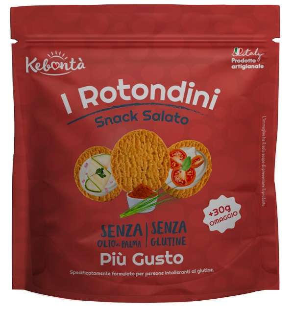 KEBONTA' I ROTONDINI SNACK SALATO PIU' GUSTO 150 G + 30 G IN OMAGGIO - Farmapanda Srl
