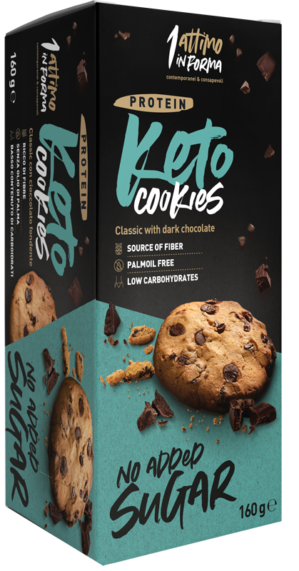 KETO COOKIES CLASSIC DARK CHOCOLATE 160 G - Farmapanda Srl